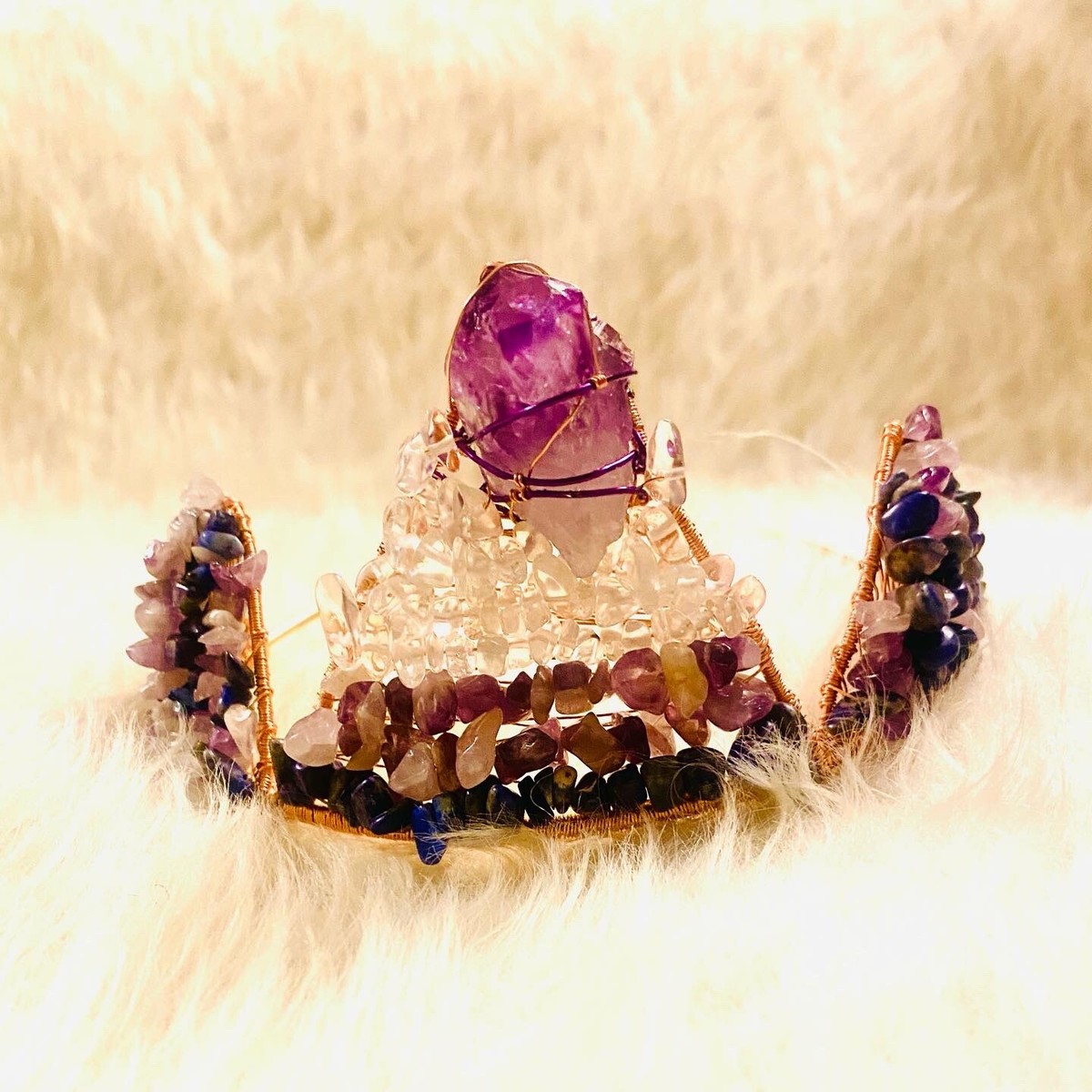 Clear Quartz, Amethyst & Lapis Lazuli|”Heal Me”Empress Tiara  display picture 1