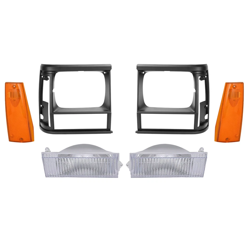 6PCS Headlight Bezel Door Side Marker Parking Light Lamp For Jeep Cherokee 91-96 - Image 2 of 4