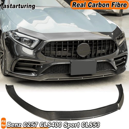For Mercedes Benz C257 CLS400 Sport CLS53 AMG 18UP REAL Carbon Front Bumper Lip - Picture 1 of 12