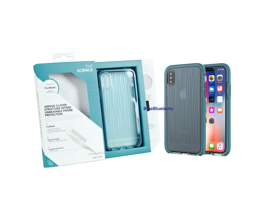 Custodia Tech21 Evo Check Evoke Edition Per IPhone X/Xs – Trasparente Con Dettagli Blu