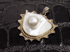 Mabé Perle Anhänger 925er Silbermontur Antikschmuck Jaipur Colour Vintage 20.JHD