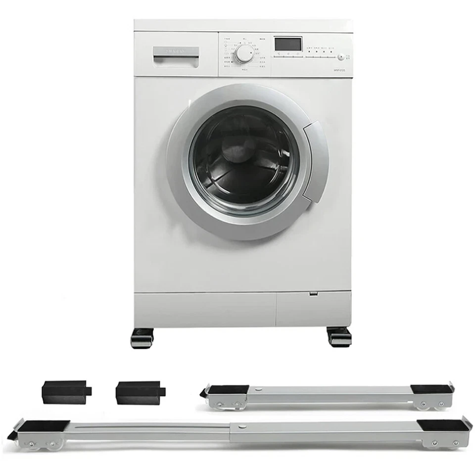 Kit 2 Barre per Base Lavatrice con Ruote, Freno, Regolabili 45 a 70 cm Acciaio S - Immagine 4 di 4