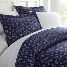 Kaycie Gray Fashion Ultra Soft Midnight Blossoms Pattern 3 Piece Duvet Cover Set