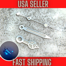 Silver "Merc" Hands for Seiko NH35,NH36,7s26,7s36 SKX007 MOD. BLUE Luminous