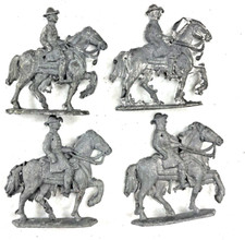 Lot Of 4 Vintage Flat Cast Lead Figures Civil War Soldier On Horse
