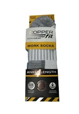 Copper Fit 3 PAIR Ankle Socks Copper Infused Compression Size L/XL  White Gray
