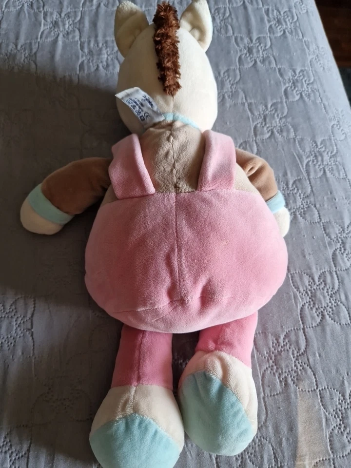 Doudou ane poney cheval marron rose bleu abeille 40 Cm AJENA - 8875 - Photo 3/3