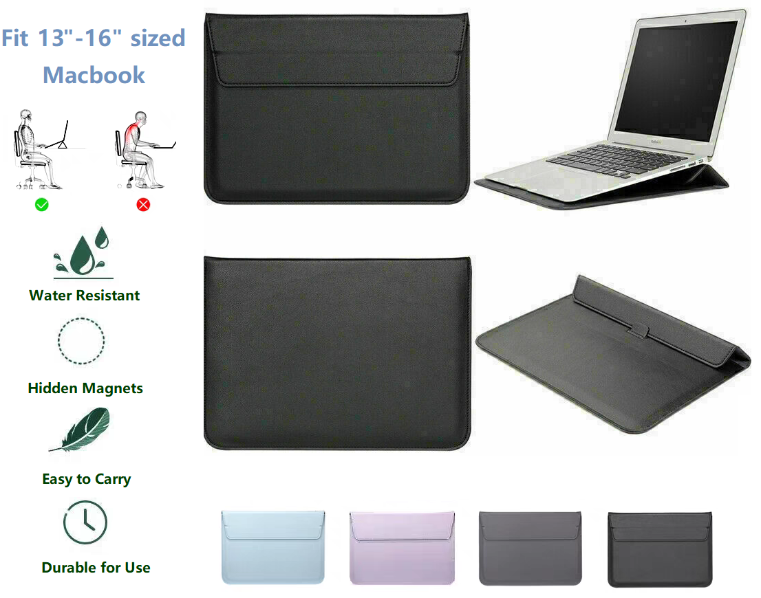 Leather Sleeve Pouch Stand Case Carry Bag For Apple Macbook Air/Pro  13/14/15/16