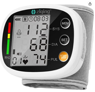 ZIQING Blood Pressure Machine Wrist Blood Pressure Monitor USB Rechargeable BEST GIFT