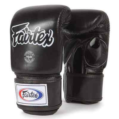 FAIRTEX MUAY THAI KICK BOXING GLOVES TGO3 BLACK COLOR OPEN THUMB BAG GLOVE MMA