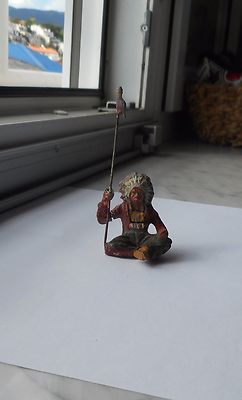 ELASTOLIN NATIVE WARRIOR CHIEF INDIAN FIGURE PREWAR GERMANY ORIGINAL