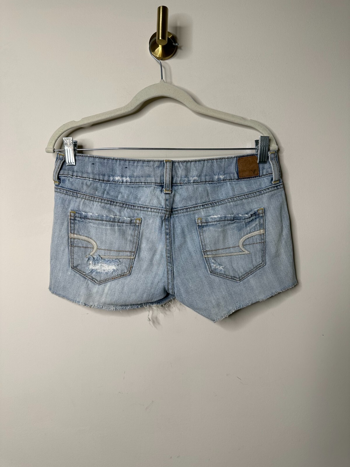 American Eagle Light Blue Patchwork Denim Shorts … - image 2