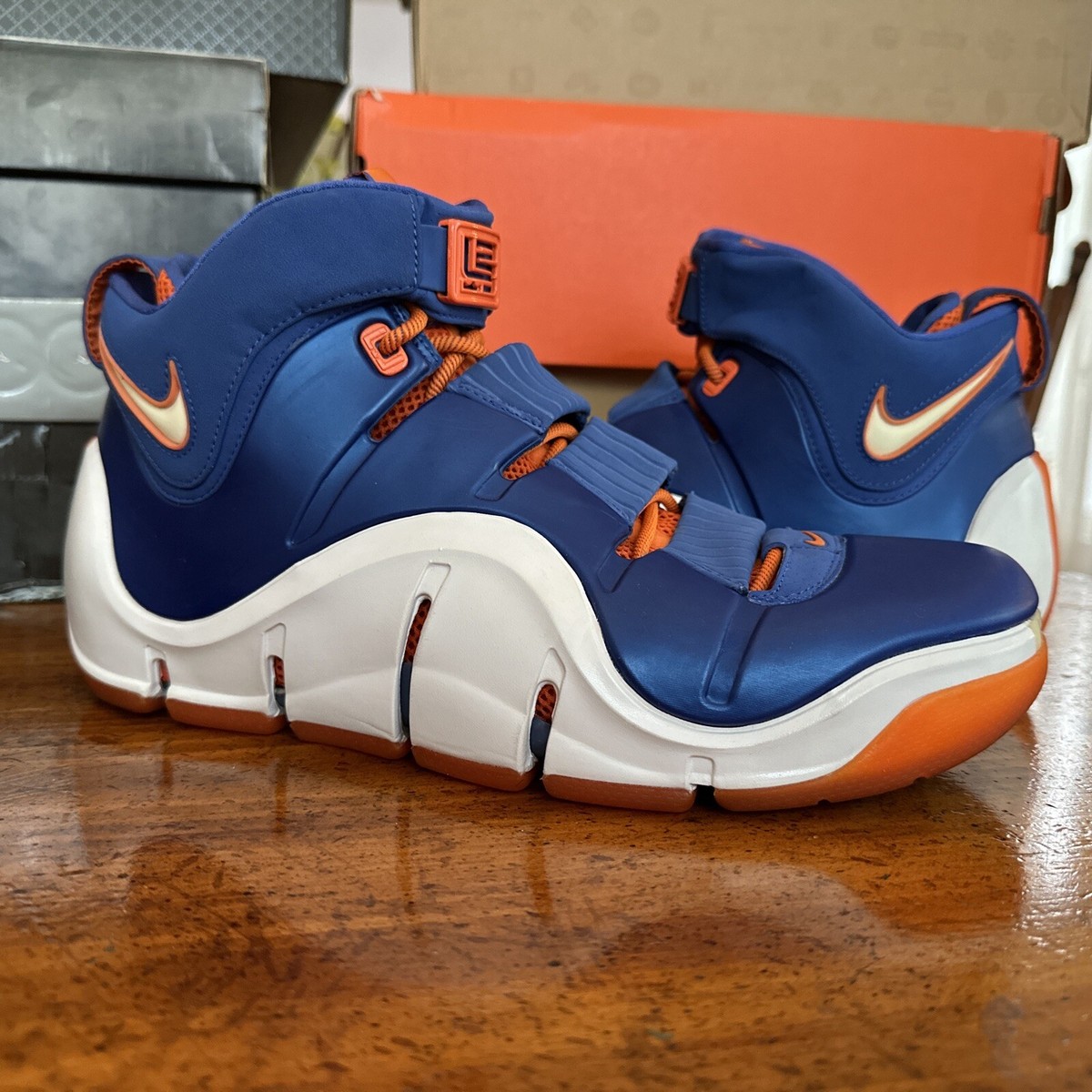【used】NIKE ZOOM LEBRON 4 Size 11 Nike Zoom LeBron 4 BIRTHDAY Neon Royal Orange Foamposite