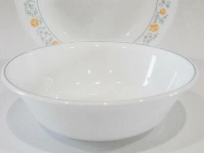 1 Corelle APRICOT GROVE 18-oz SOUP Cereal BOWL Gray Grey Rim *Peach Blue Floral
