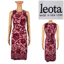 Leota Womens XS Dress Floral Polyester Stretch Sleeveless Midi Made In USA EUC