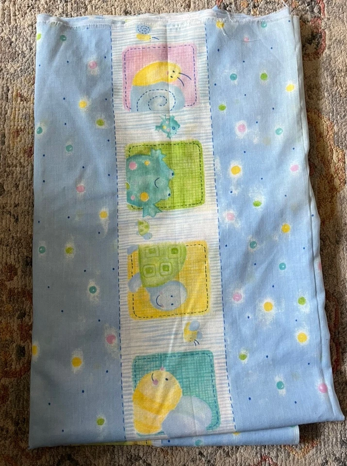 VTG Baby Nursery Animal Print Frog Turtle Snail Bee by Springs ? 2 Yards - Image 2 of 4