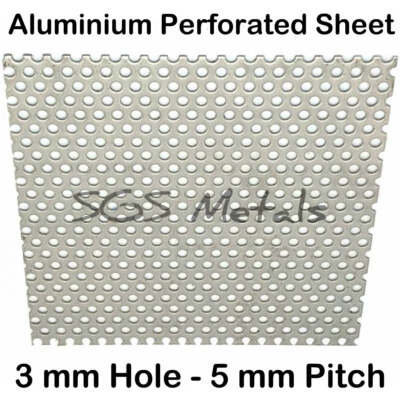 SGS SHEET METAL SGS PERFORATED ALUMINIUM SHEET 3mm Ø Hole Special Sizes cut to order UK Seller