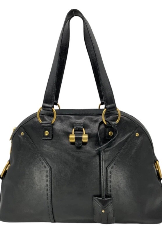 Borsa YSL Yves Saint Laurent in pelle nera grande musa chiusura a chiave tasche punto cupola