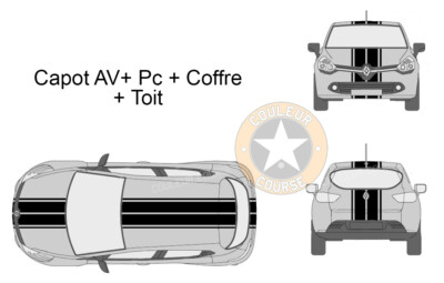 Doppelstreifen Racing Streifen Aufkleber für Renault Clio IV 4 2012 2019 BD802-7