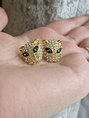 Ohrstecker Leopardenkopf grünäugig goldfarben Modeschmuck