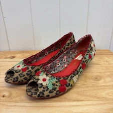 Poetic License Amys Flowers Womens Twee Mod Animal Print Floral Shoes Size 8.5