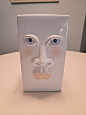 Porcelain Lady Face Tissue Box Cover Vintage 1980s