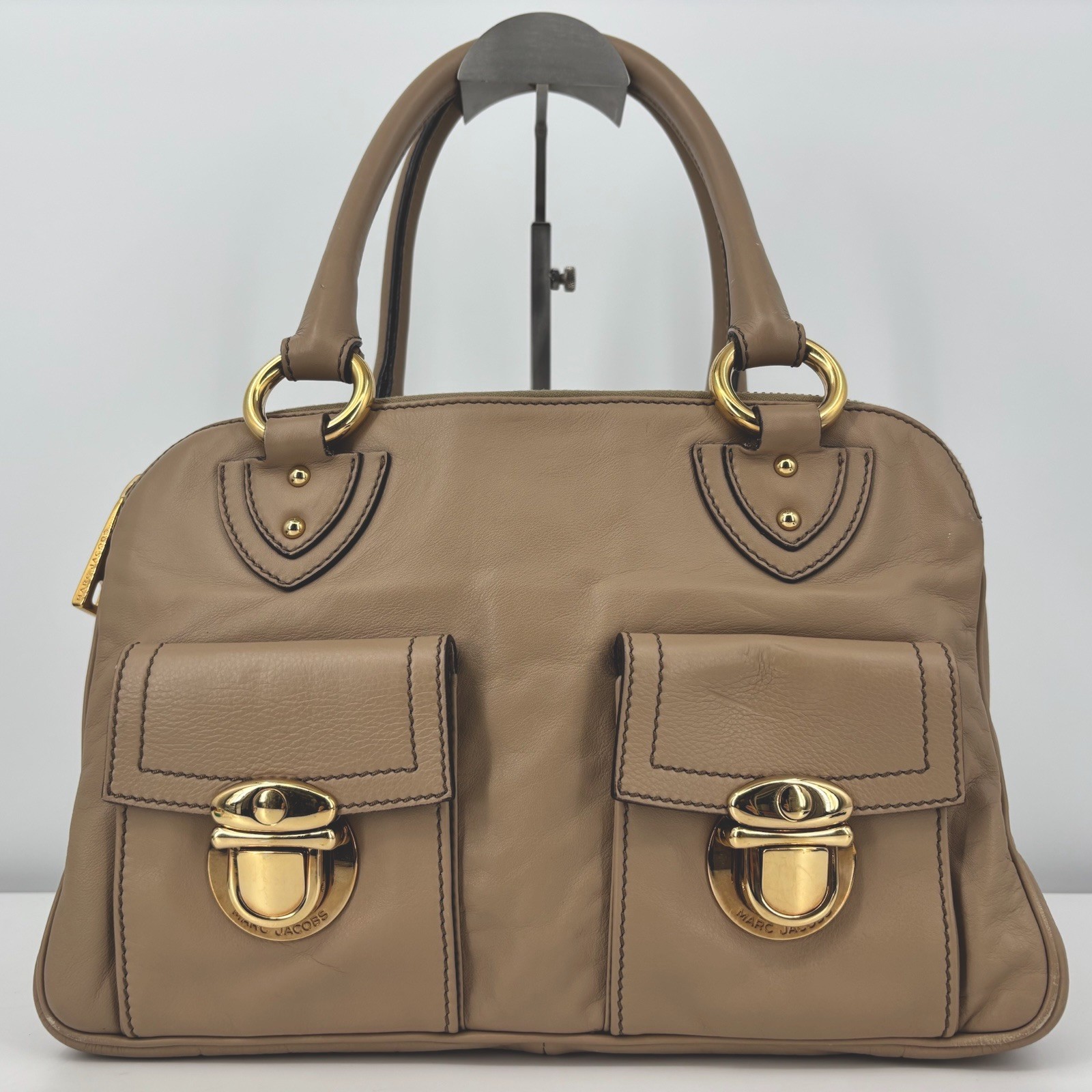 Marc Jacobs Blake Satchel Beige Leather Multipocket Handbag Authentic From Japan