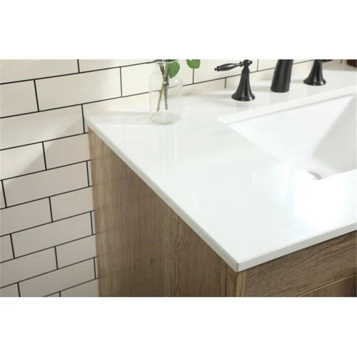 Elegant Decor Eugene 36" Aluminum MDF Single Bathroom Vanity in Natural Oak - Picture 4 of 8