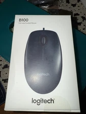 Logitech B100 Corded Wired USB Right or Left Hand Use Mouse for Computers