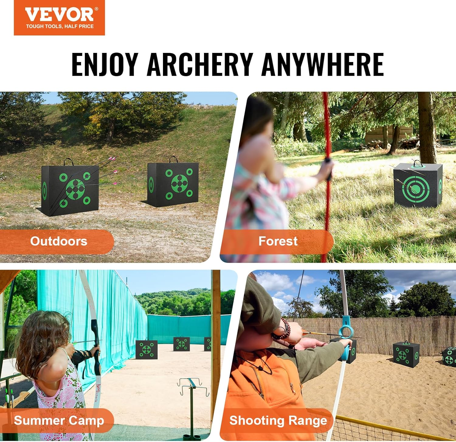 Archery Target Block, 16"X18" All-Side Bow Target Block, Outdoor ...