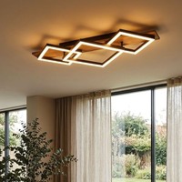 Deckenleuchte Deckenlampe Wohnzimmerleuchte Led Wohnzimmerlampe Holzoptik L 61Cm