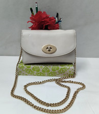 Coach Ivory Leather Chain Strap Turnlock Flap Closure Crossbody Bag