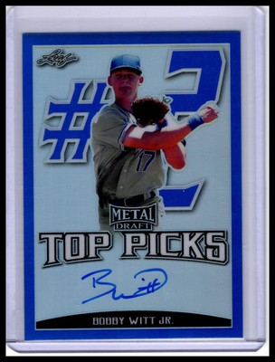 2019 Leaf Metal Draft #TP-BWJ Bobby Witt Jr. Top Picks Autographs Blue #/30
