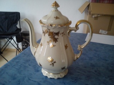 Weimar Kaffeekanne Höhe 27cm Gold Blumen