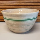 Antique Hull 8.5 Green stripe Beehive bowl Yellow Ware 5" H Vtg