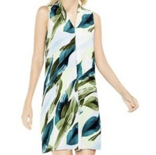 Women’s Vince Camuto Breezy Leaves Printed Sleeveless Mini Dress Size XL novelty