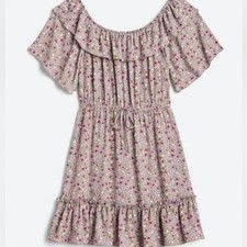 NWT Nine Britton Floral Dress Womens XL Gray Off Shoulder Ruffle Cottagecore