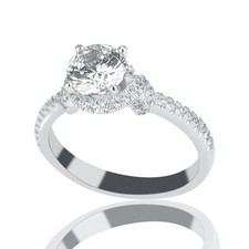 1 CT Diamond Engagement Ring Round Cut H/SI2 14K White Gold Size 6