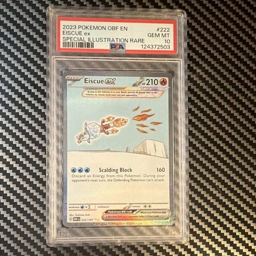 Pokémon TCG Eiscue ex 222/197 SV03 Obsidian Flames SIR Holo PSA 10 2023