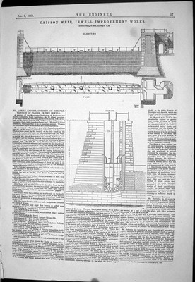 Alt 1869 Caisson Weir Irwell Verbesserungsarbeiten Lowry Corbett Ingenieur viktorianisch