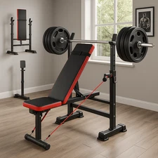 600lbs 4 in 1 Adjustable Olympic Weight Bench Set Full Body Workout Heavy Duty/*