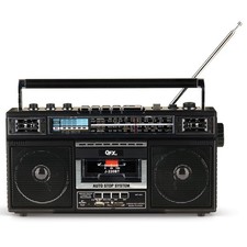 QFX J-220BT Boombox MP3 Conversion from Radio to Cassette with 4-Band Black