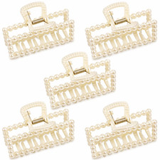 5 PCS Simulated Pearl Hair Claw Clips for Women Multi-Use Barrettes for Thin H