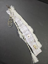 Purse Bag Charm Key Ring Keychain Silver Gold Tone Upcycled 14" Blue White