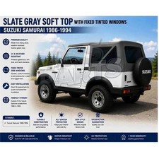 Slate Gray Soft Top With Fixed Side Tinted Windows For Suzuki Samurai 1986-1994 Slate Gray Soft Top With Fixed Side Tinted Windows For Suzuki Samurai 1986-1994