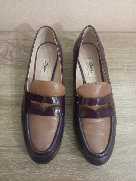 Women Clarks Heels Burgundy Leather 38.5 #6M3I