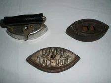 Antique Collectible Sad Iron Parts: 1 Hood, 1 Core, 1 Base DOVER Brand & Other