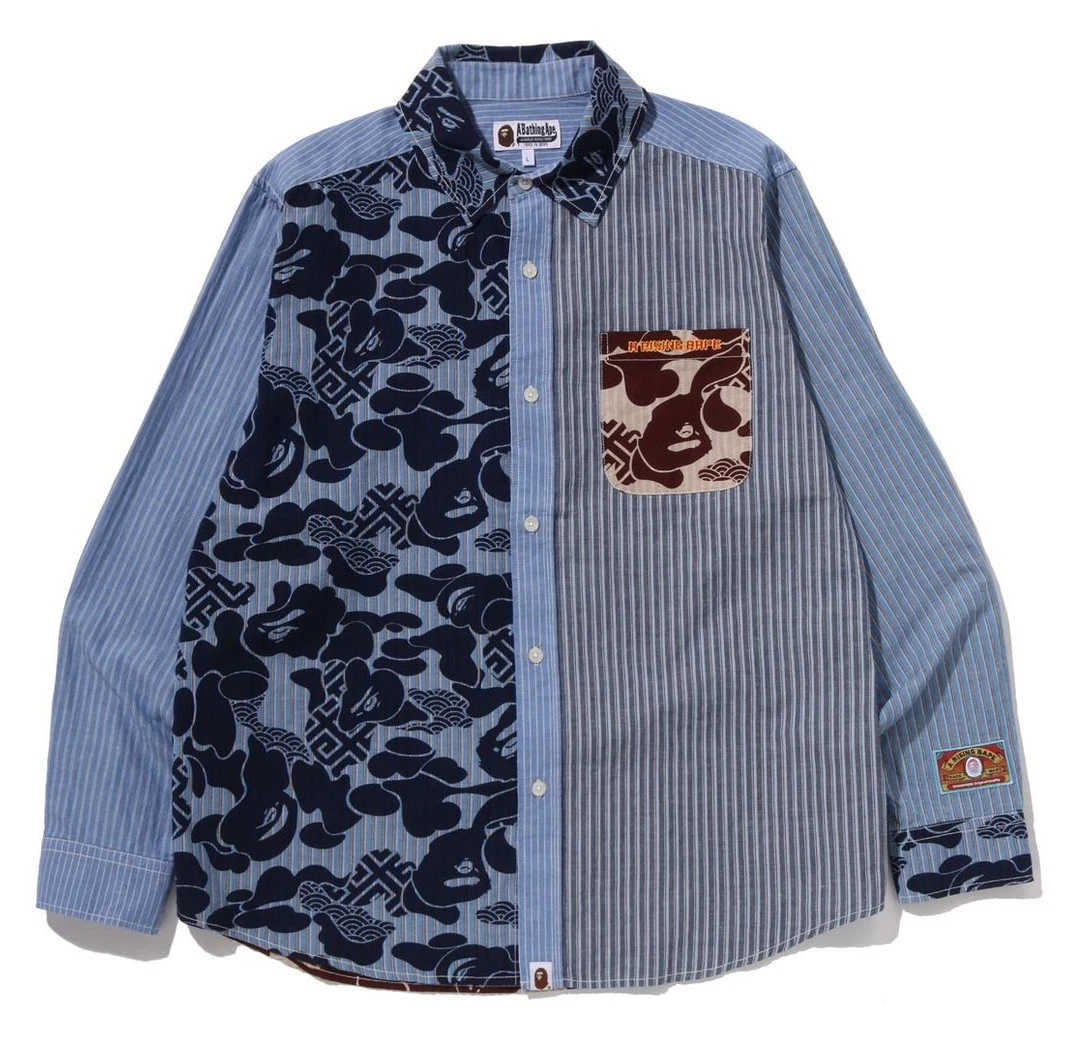 A Bathing Ape Long Sleeve Blue Shirts for Men for sale | eBay
