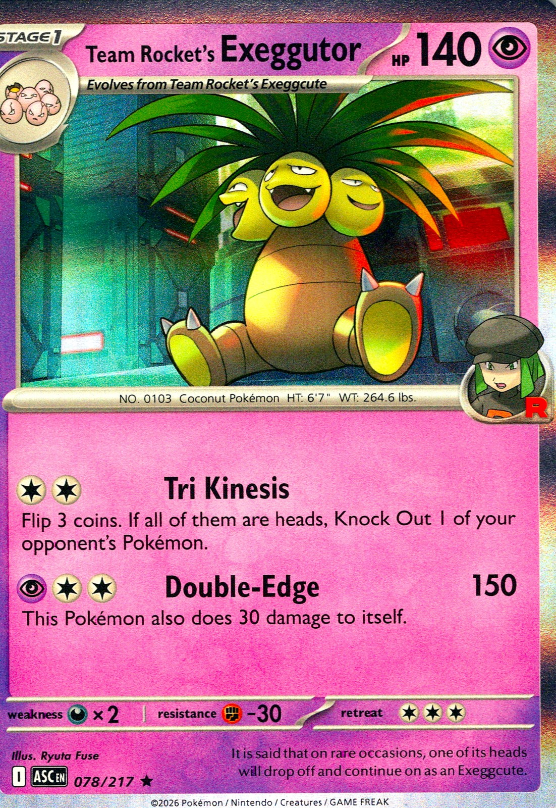 Team Rocket's Exeggutor #078/250 ME2.5: Ascended Heroes - Holo (NM) - Pokemon TC