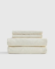 NWOT Quince Organic Brushed Cotton Sheet Set 4 Piece QUEEN IVORY 100 MSRP NWOT